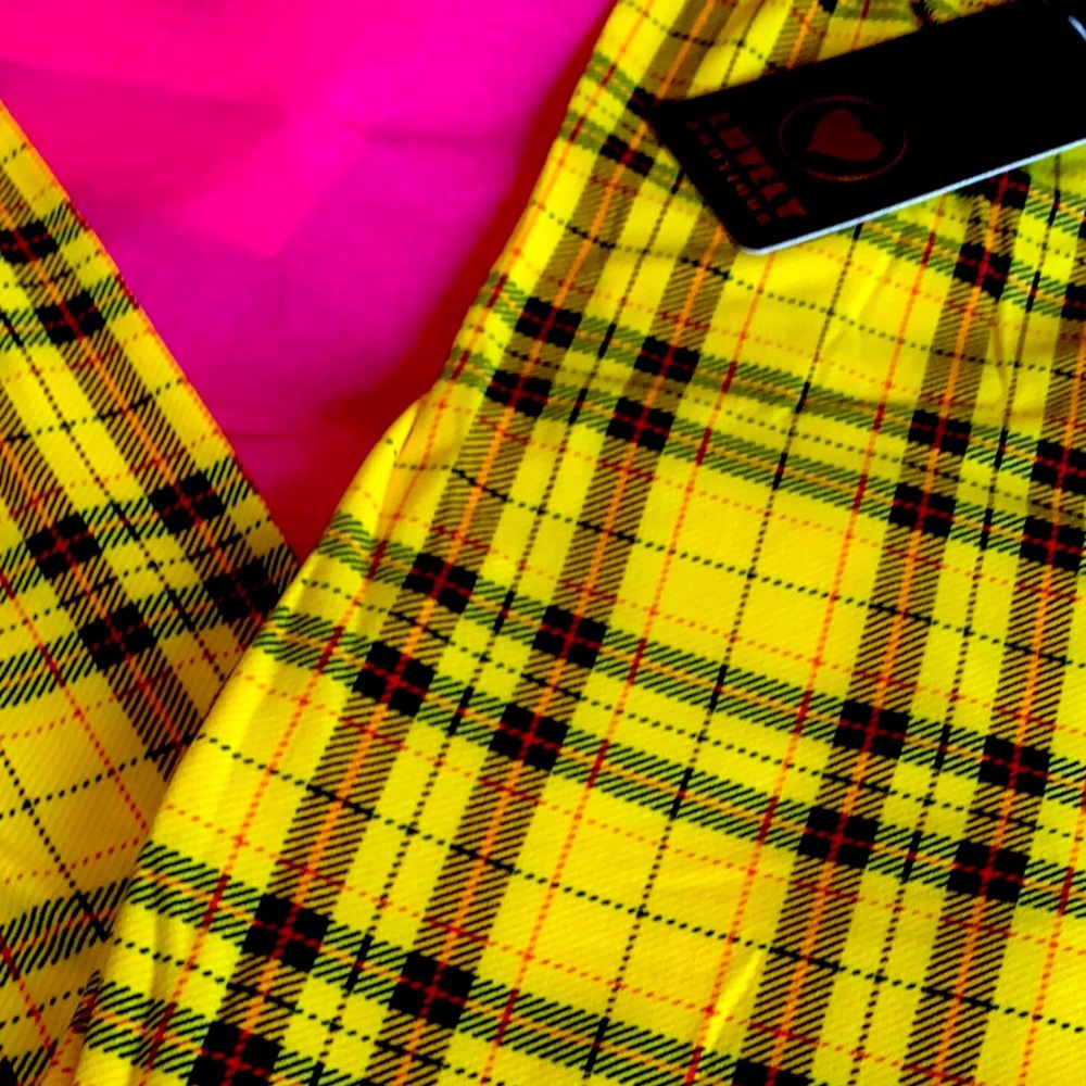 OS, Plus Yellow Plaid Clueless Leggings